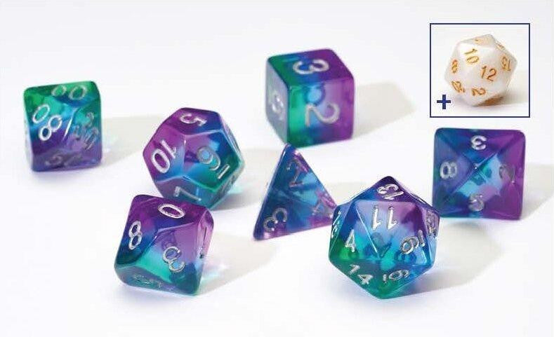 Sirius Dice RPG Dice Set 7 Blue Aurora Semi-Transparent Resin