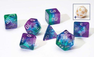 RPG Dice Set (7): Blue Aurora Semi-Transparent Resin