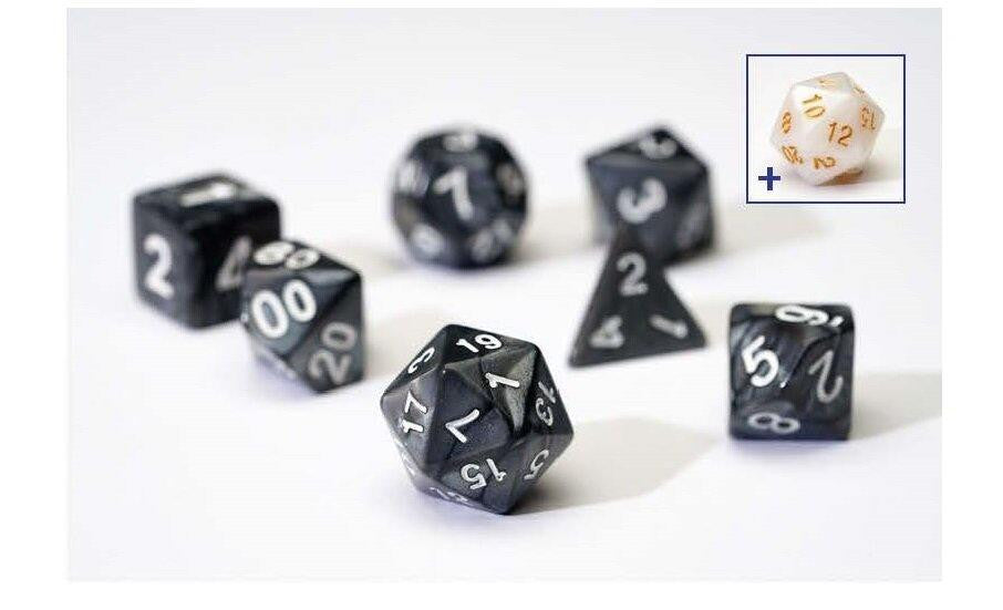 Sirius Dice RPG Dice Set 7 Pearl Charcoal Grey Acrylic