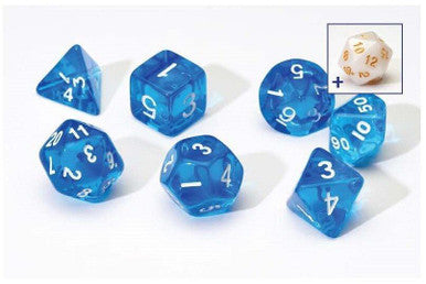 RPG Dice Set (7): Translucent Blue Resin