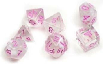 Sirius Dice RPG Dice Set 7 White Cloud, Pink Ink