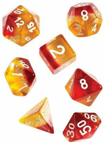 Sirius Dice RPG Dice Set 7 Yellow, Red Translucent