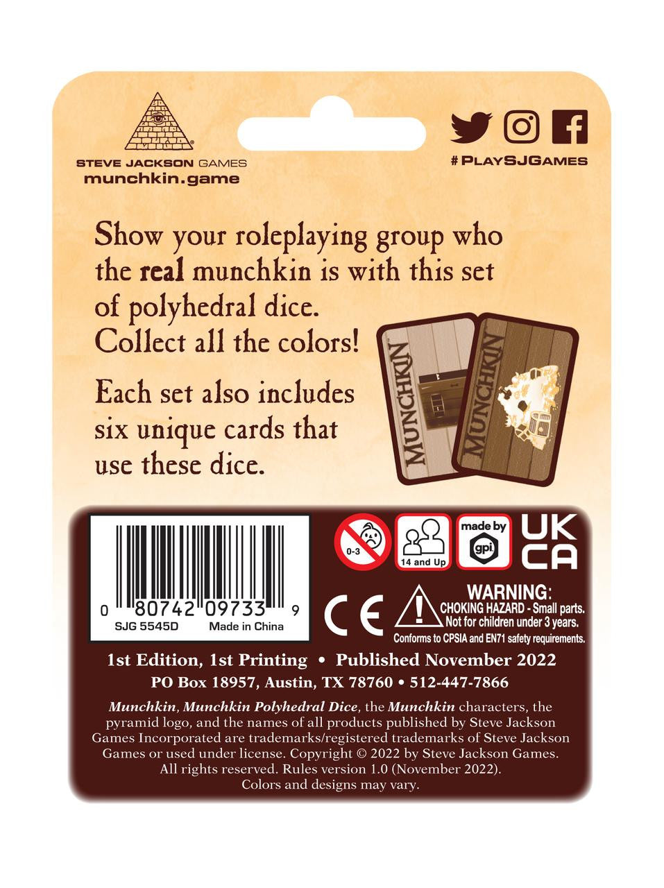 Steve Jackson Games Munchkin Polyhedral Dice Set - Red/White 