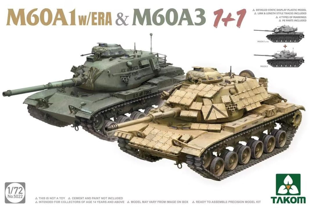 Takom 1/72 M60A1 w/ERA & M60A3 (2 Kits) 5022 