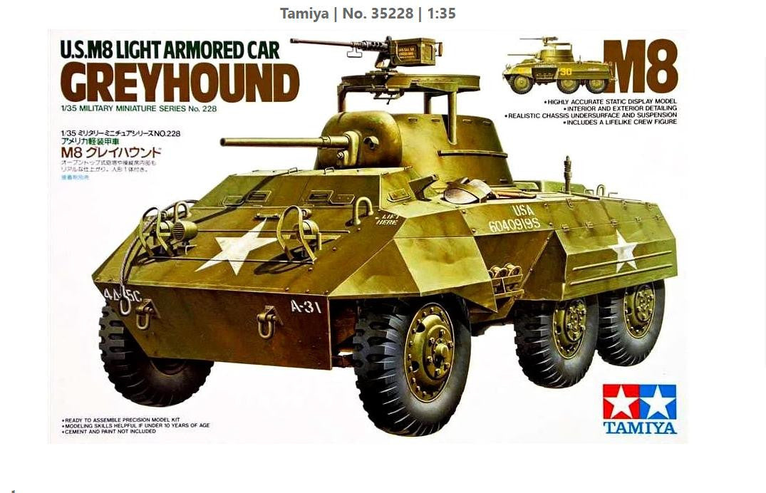 Tamiya 1/35 M8 Greyhound Light Armored Car 35228 