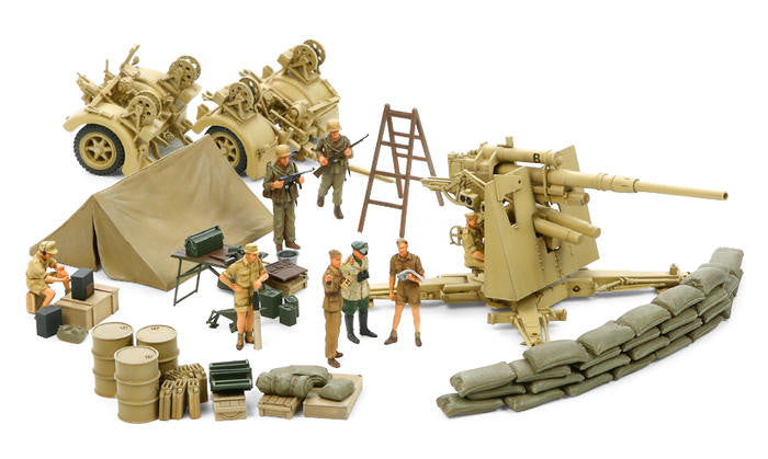 Tamiya 1/48 German 88mm FlaK 37 Gun w/8 Crew Siege of Tobruk 37009