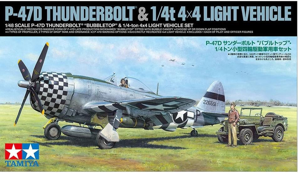 Tamiya 1/48 P-47D Thunderbolt Bubbletop w/Jeep 25214 