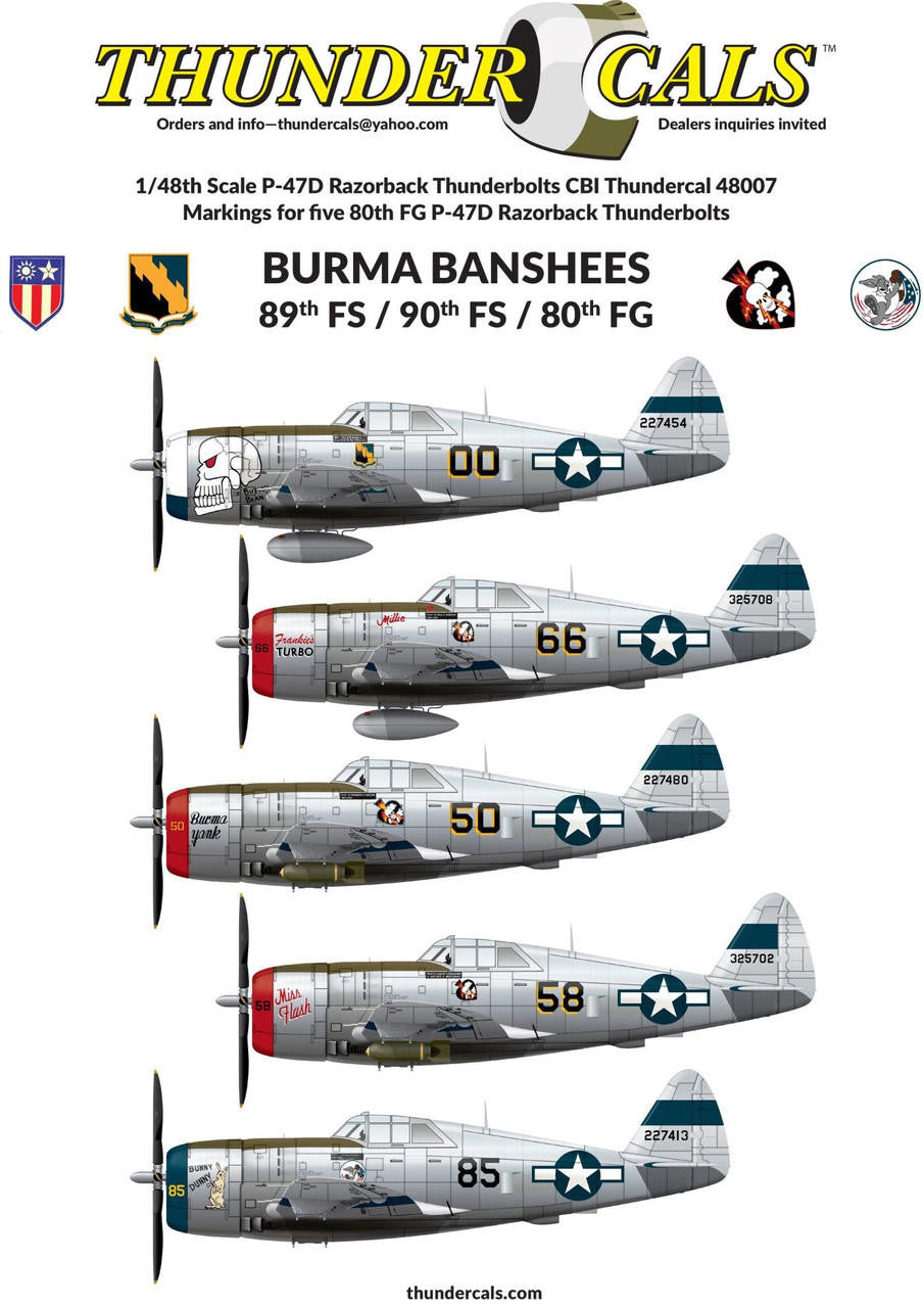 ThunderCals 1/48 P-47D Razorbacks CBI 80th FG 48007