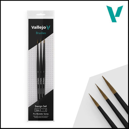 Vallejo Pro Brush Set Natural Hair #0, #1, #2 1991 