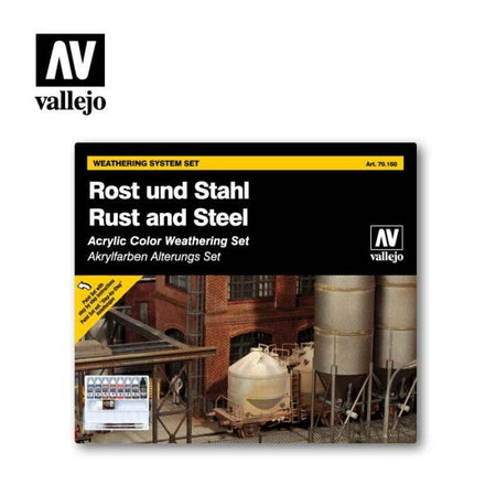 Vallejo Rust and Steel - 9 Color Set 2 Brushes